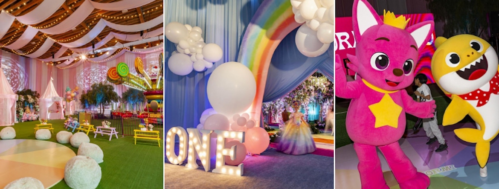 rainbow and colorful decor at Stormi Webster's first birthday party