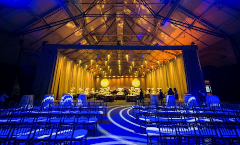 Blue and yellow party lighting