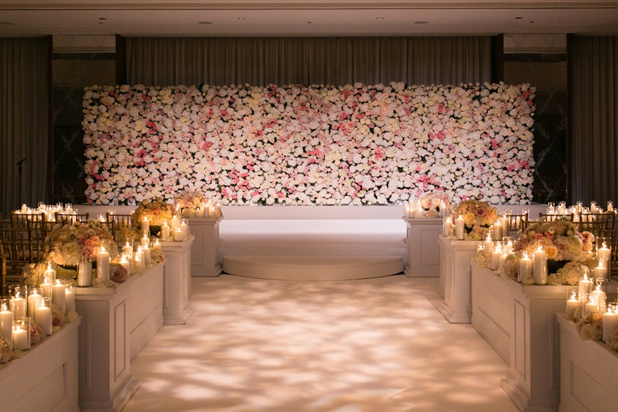Pink and white flower wall