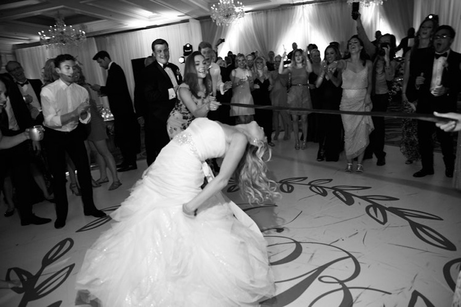 Bride doing the limbo