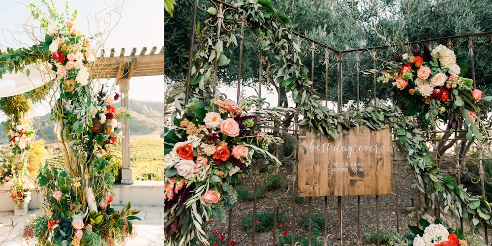Winding florals placed in a Napa setting
