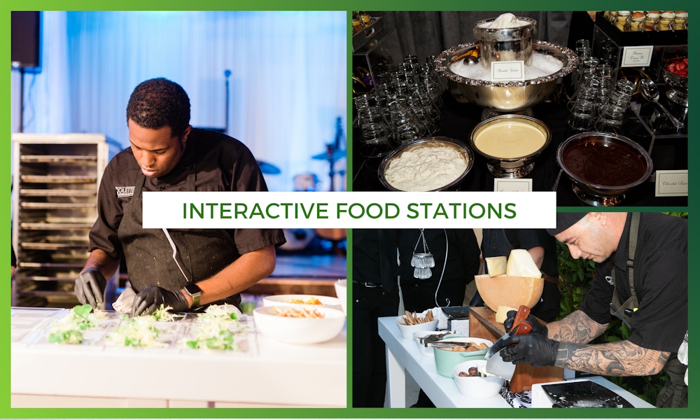 Interactive food stations include build your own dish at wedding