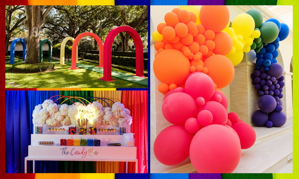 Rainbow balloons and arches
