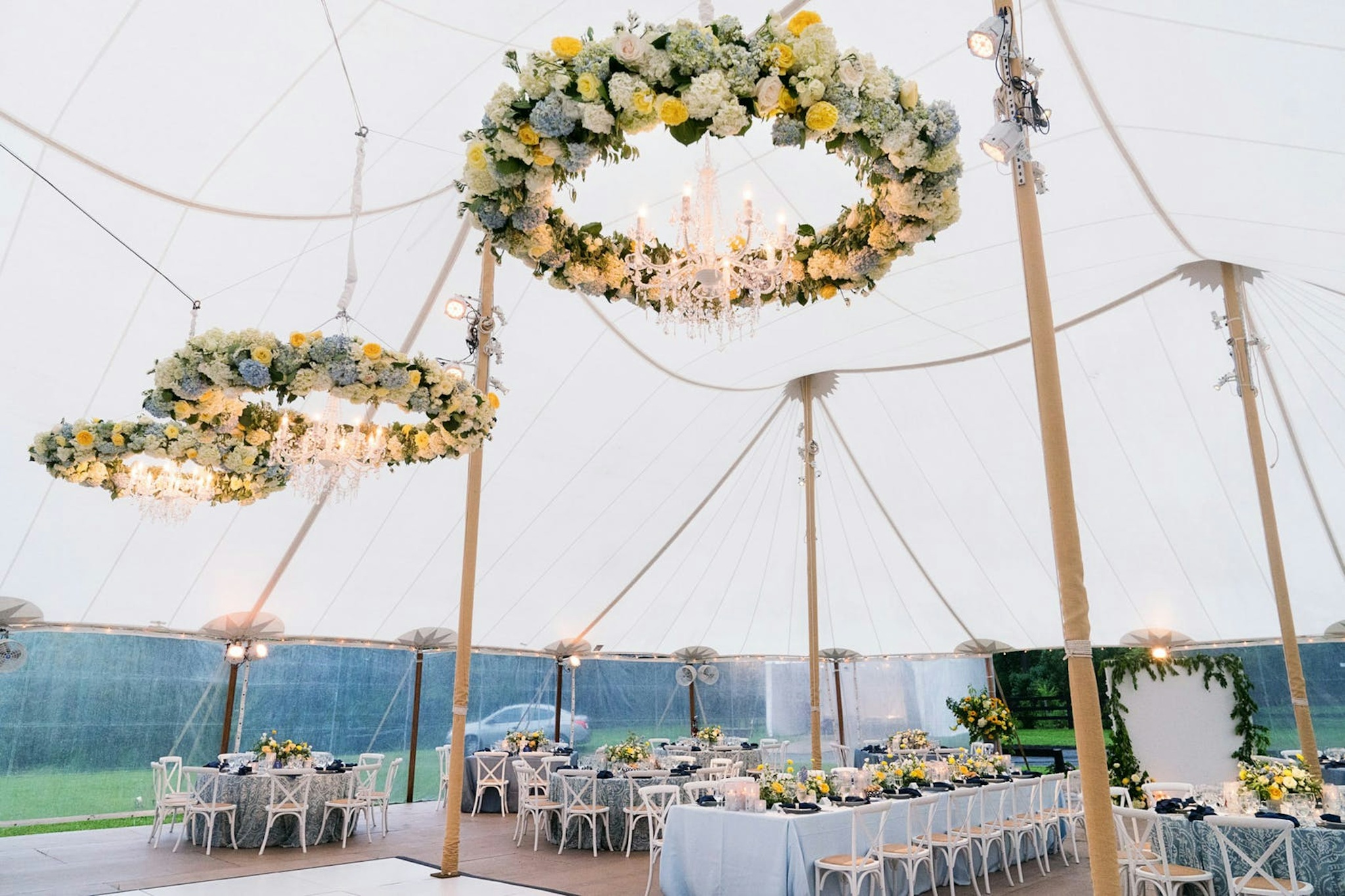 hanging floral chandeliers