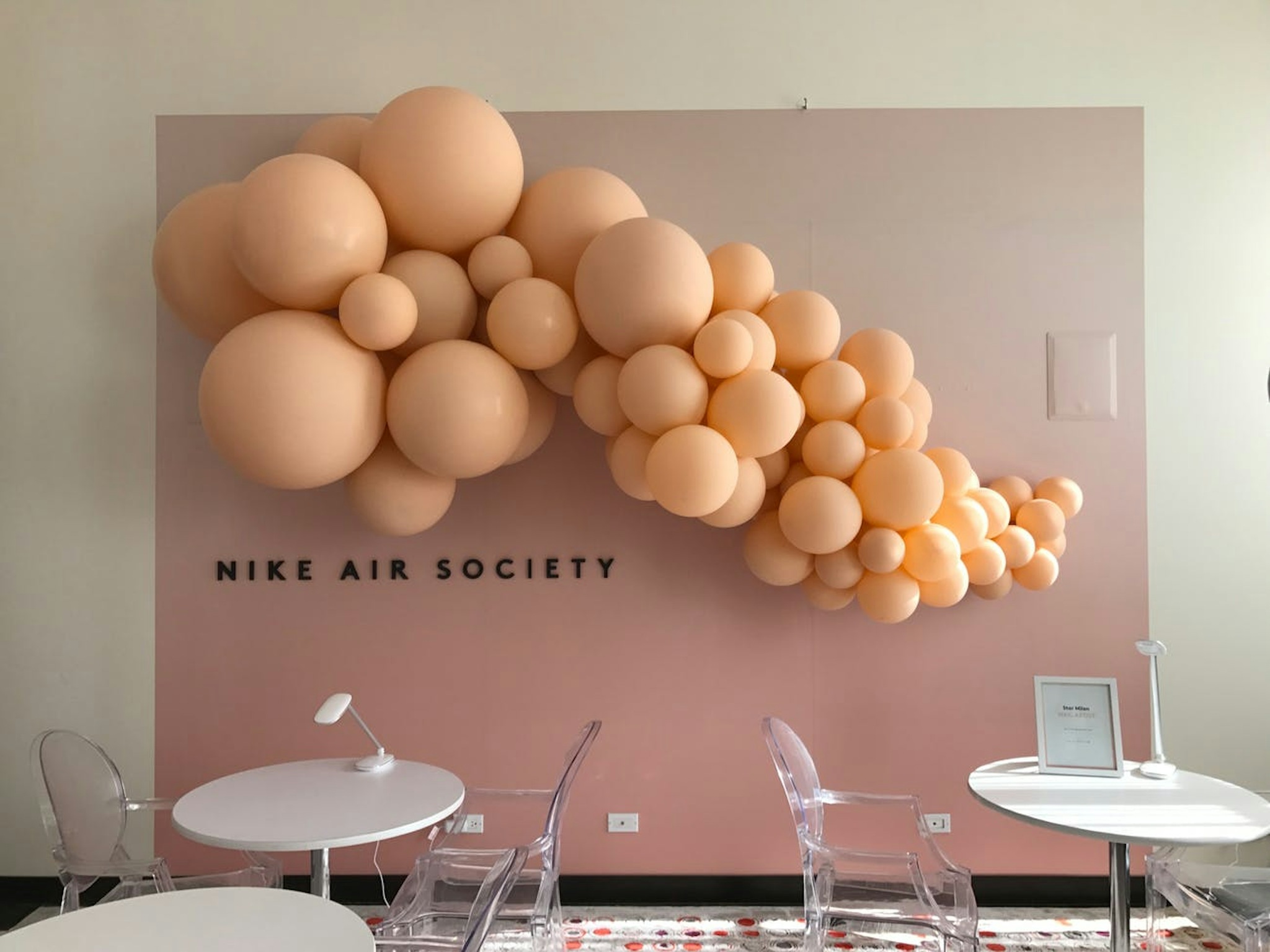 Nike Air Society balloon wall at Chicago influencer event for the Nike Air's new women's shoes