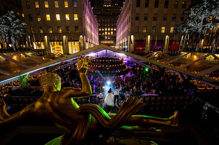 Colorful lights and celebration at Rockefeller Center in New York City | PartySlate