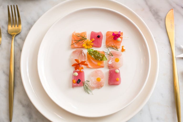 artfully plated sashimi