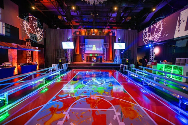 basket ball court style dance color with multicolored lighting