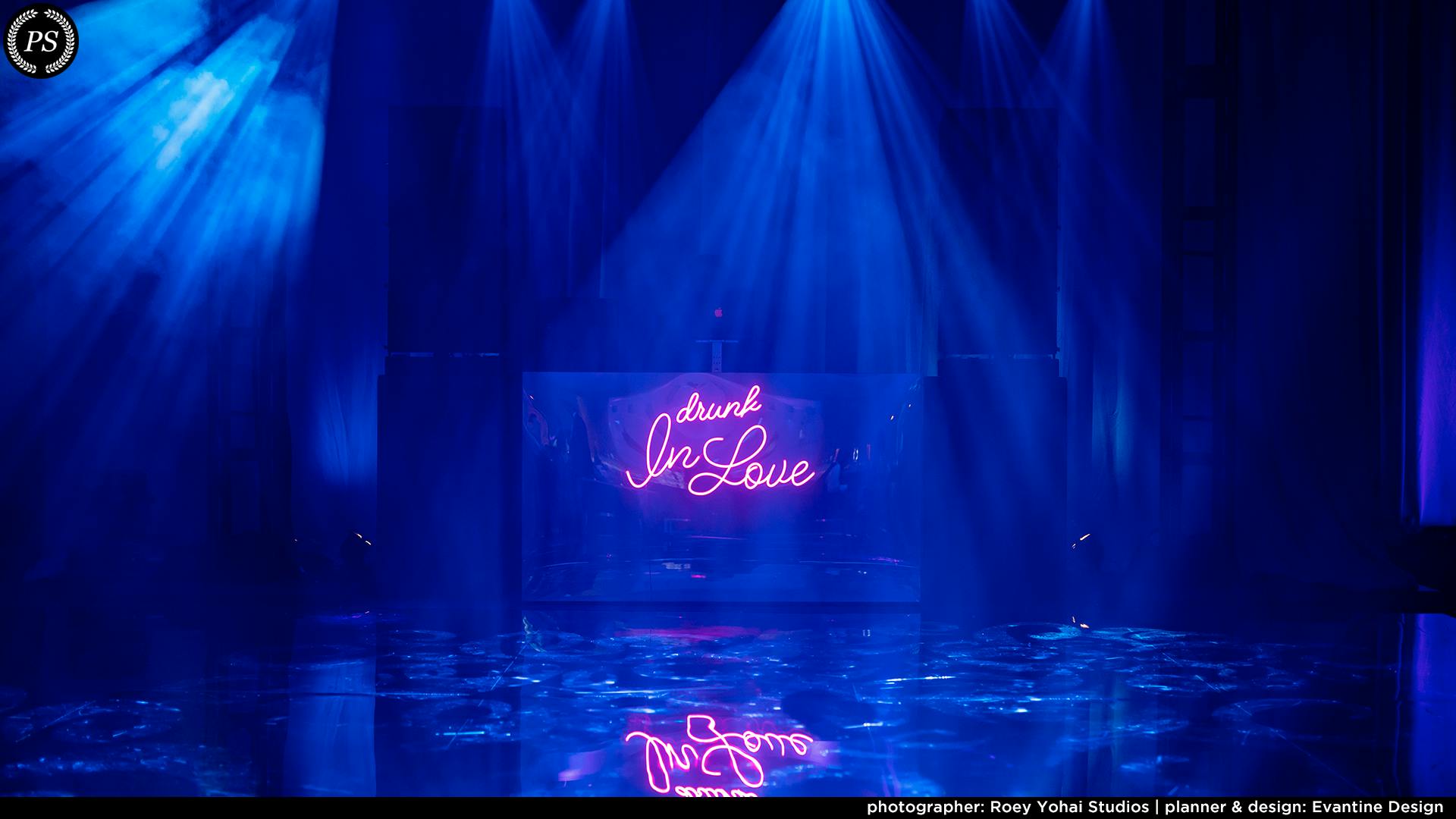 Blue lit dance floor