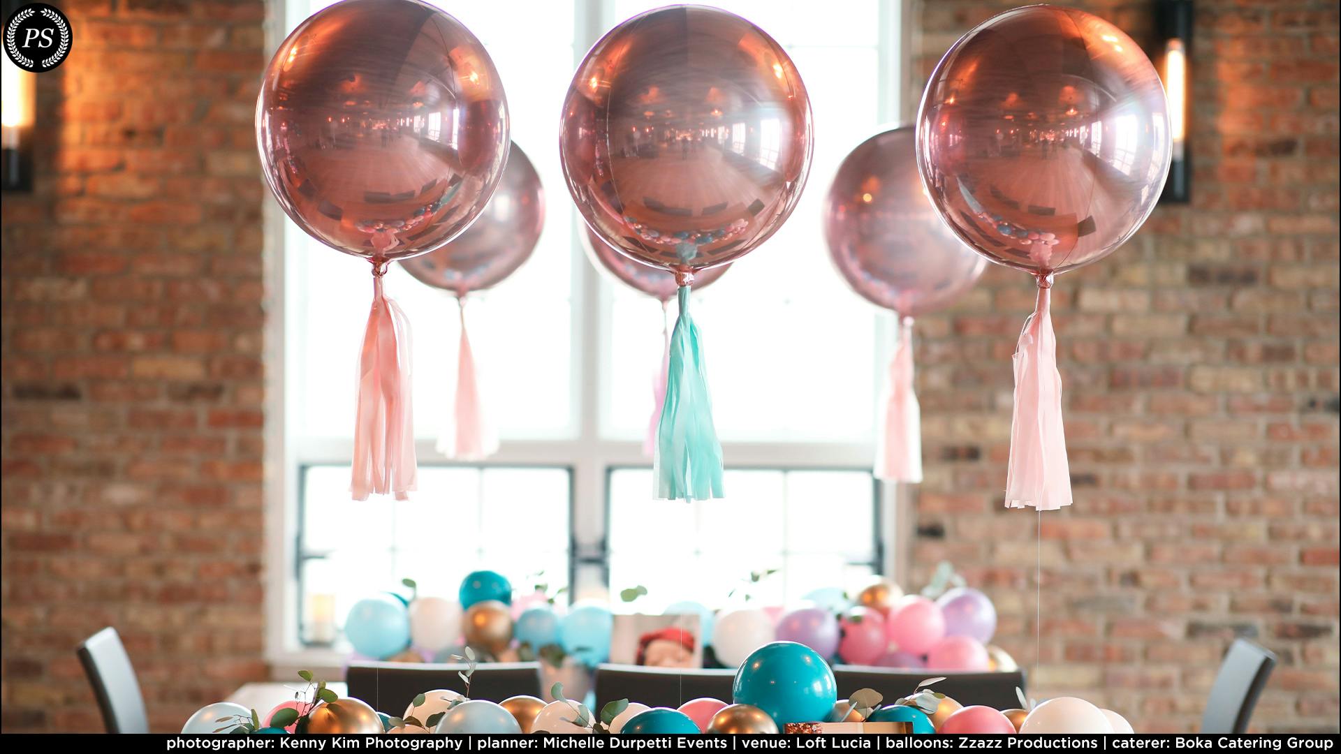 Metallic pink birthday balloons