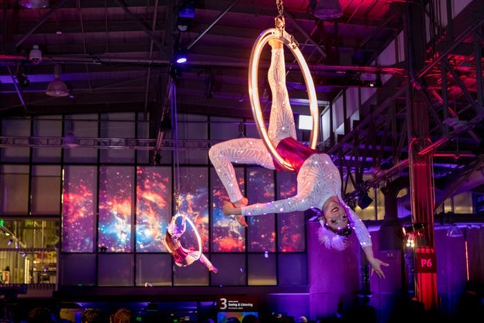 Corporate Event Space-Themed Party With LED-Costumed Drummers and Aerialists | PartySlate