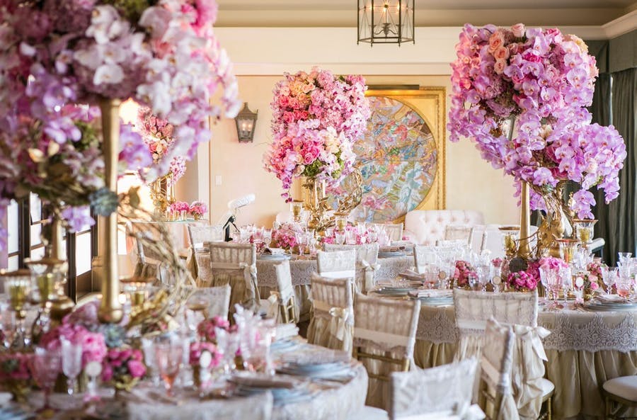 50th Birthday Party With Lavish Pink Floral Centerpieces | PartySlate
