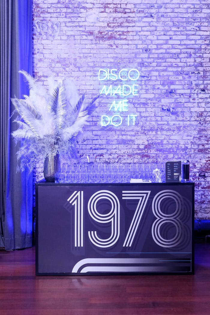 Bar With 1978 Signage for Disco Party | PartySlate