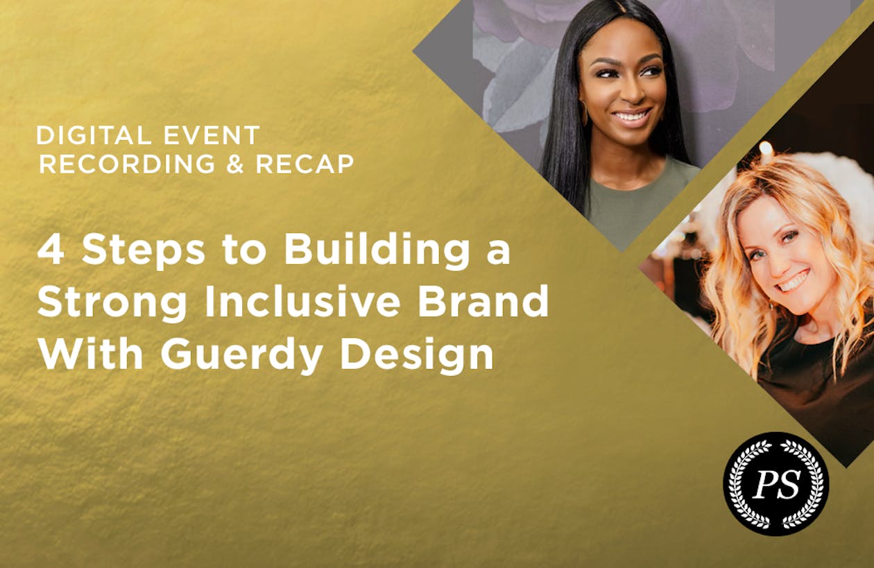 Poster for digital event featuring two women on a gold backdrop.