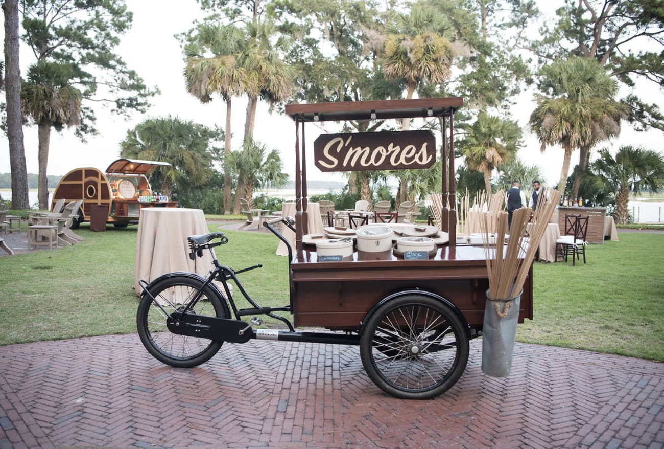 Wedding s'mores bicycle cart.