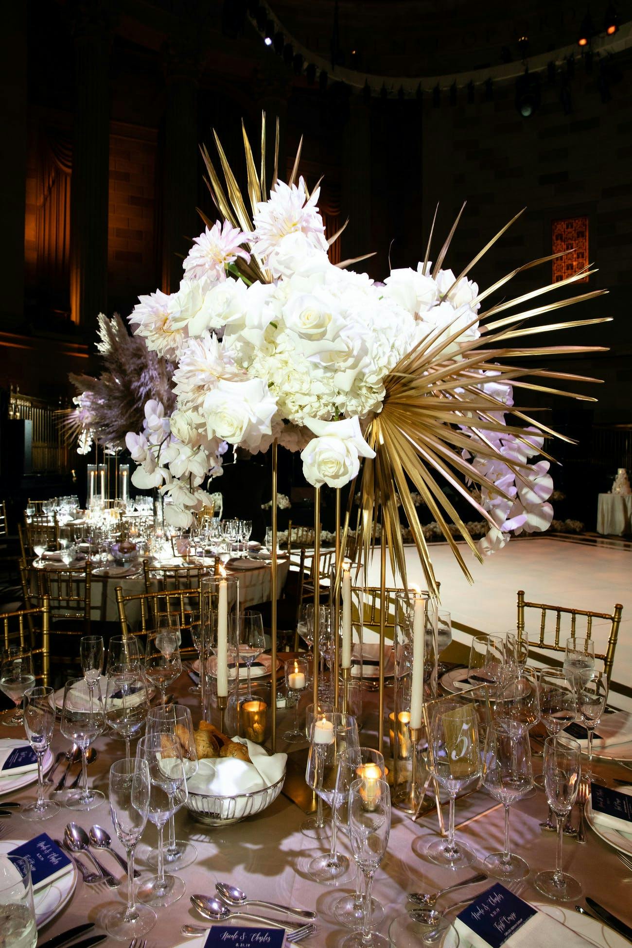 Gold and black silk flower arrangement  Black and gold centerpieces, Gold  floating candles, Gold wedding centerpieces