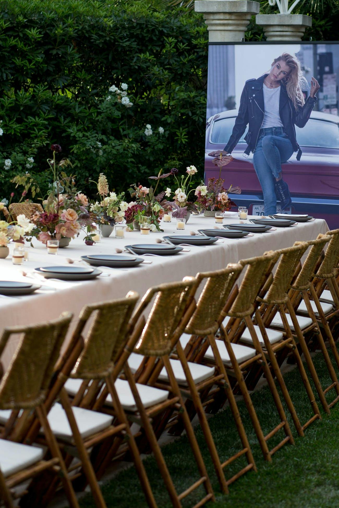Outdoor corporate dinner party for Hollywood influencers.