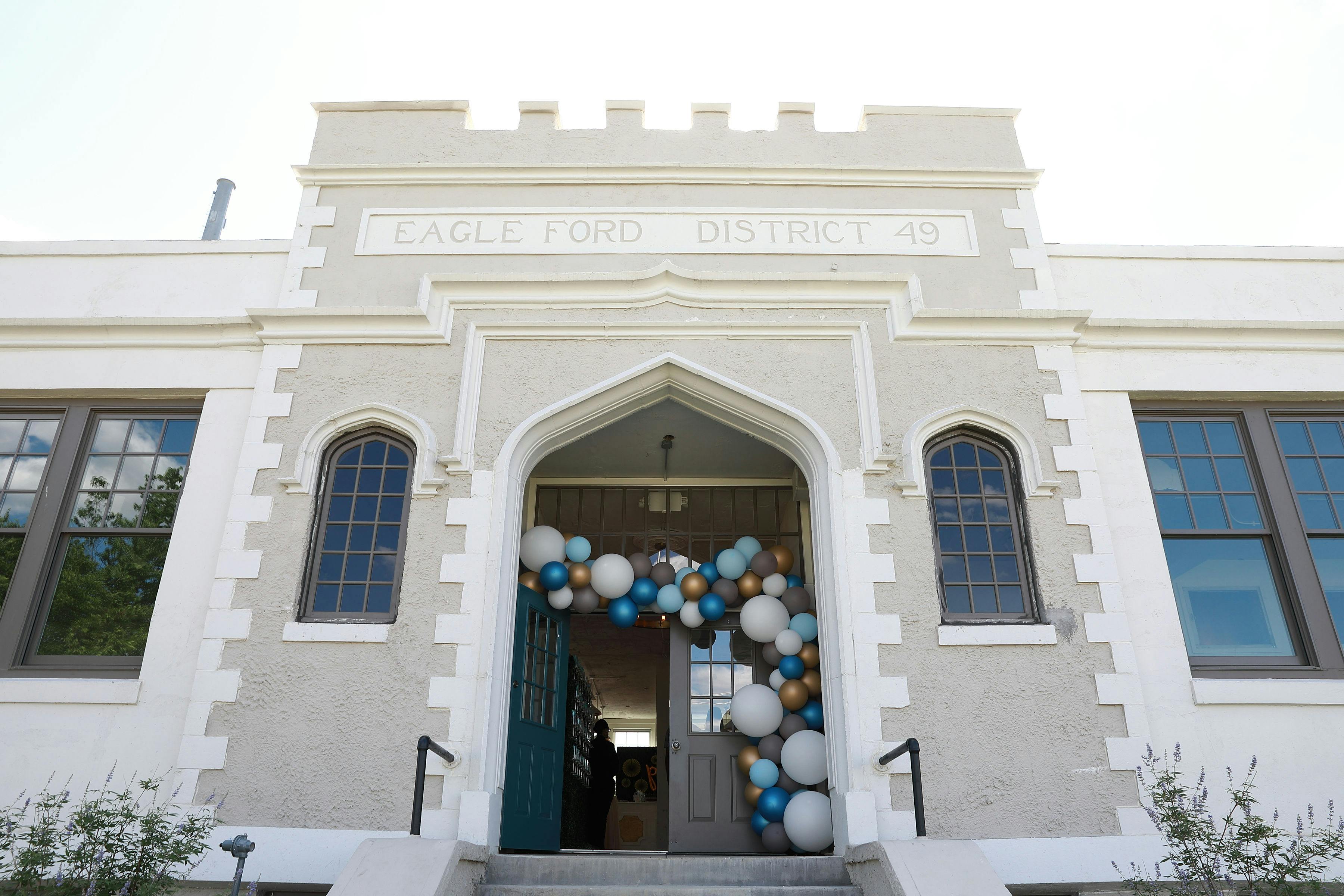 Balloon entrance way at the launch of The Schoolhouse