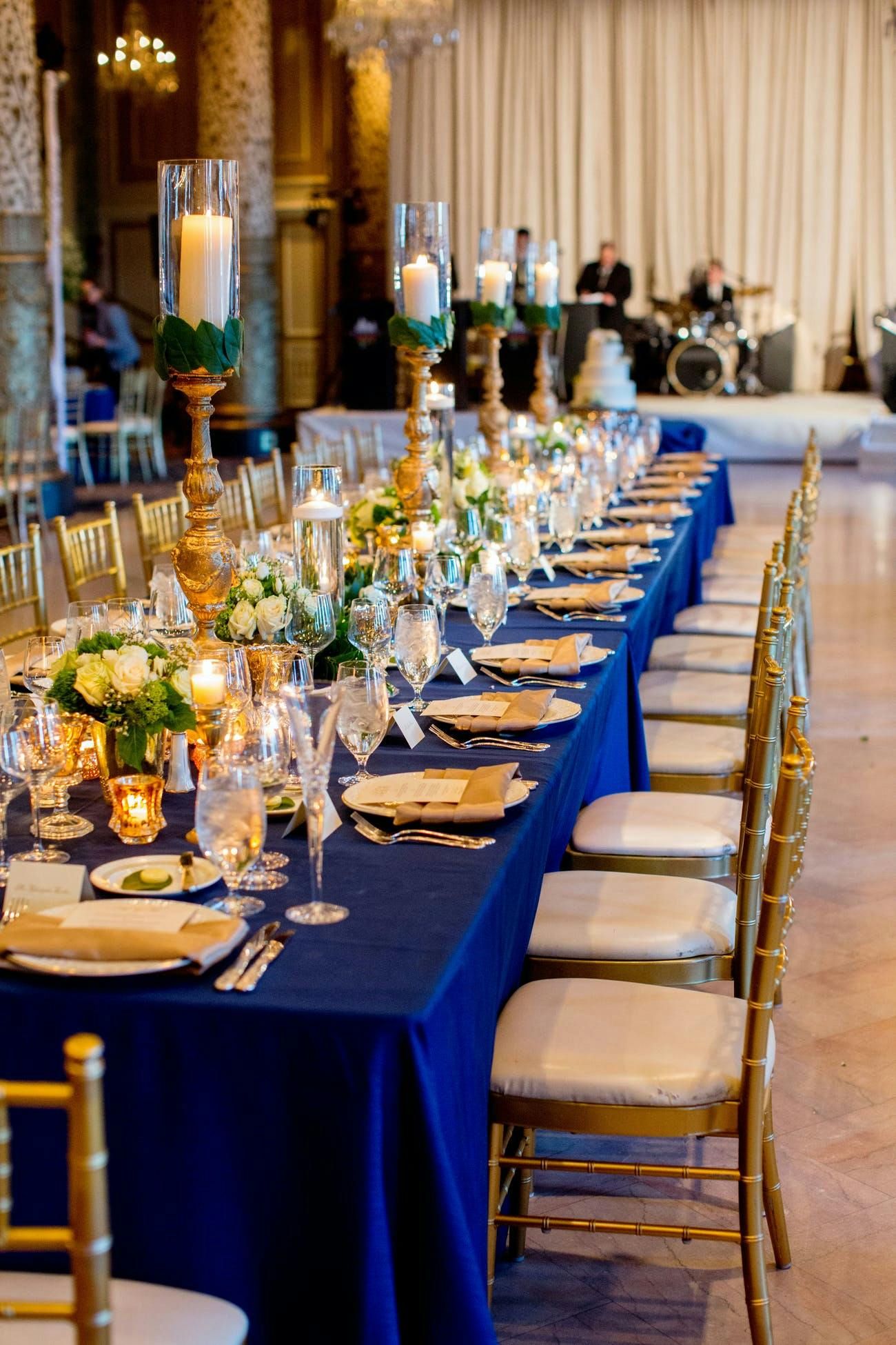 blue dinner table