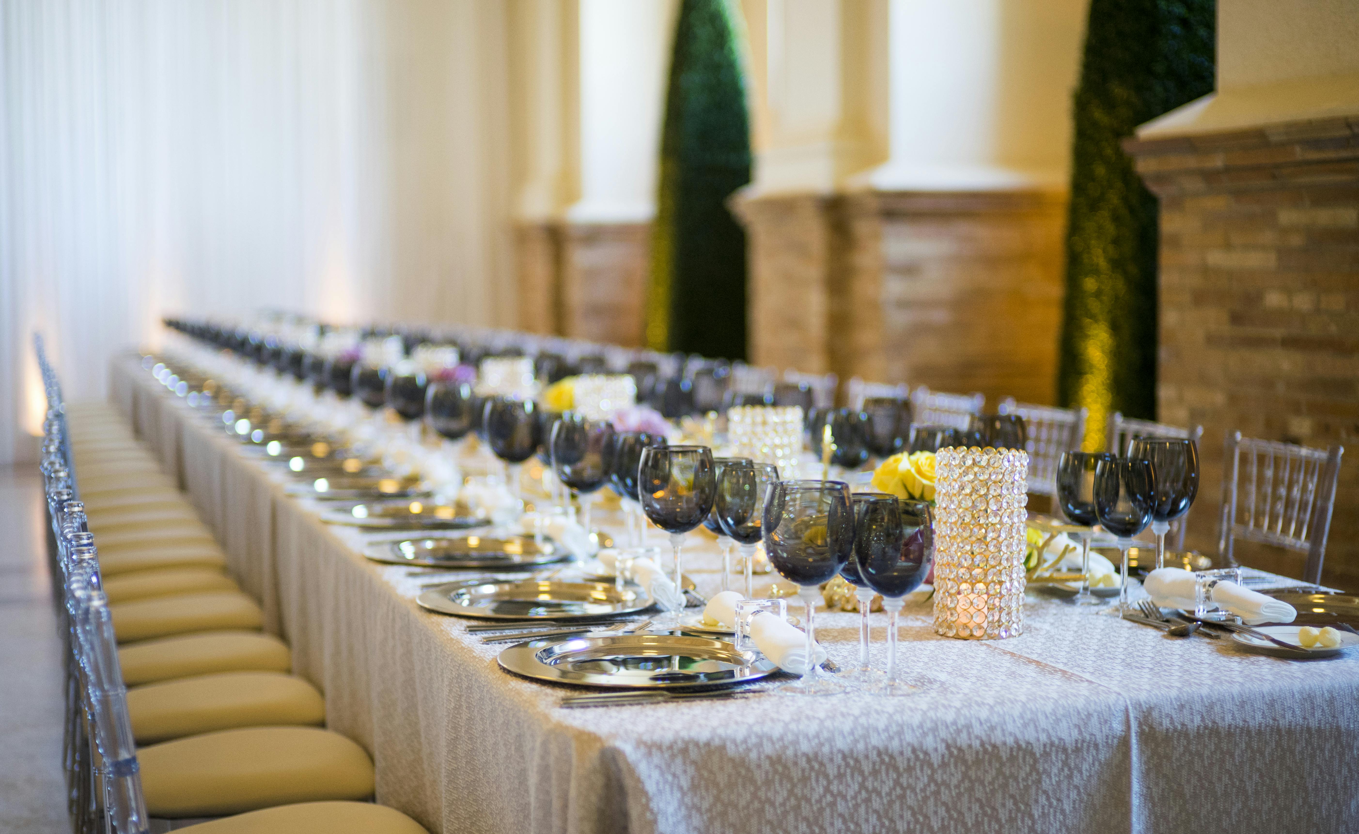 Simple corporate dinner party in a library | PartySlate