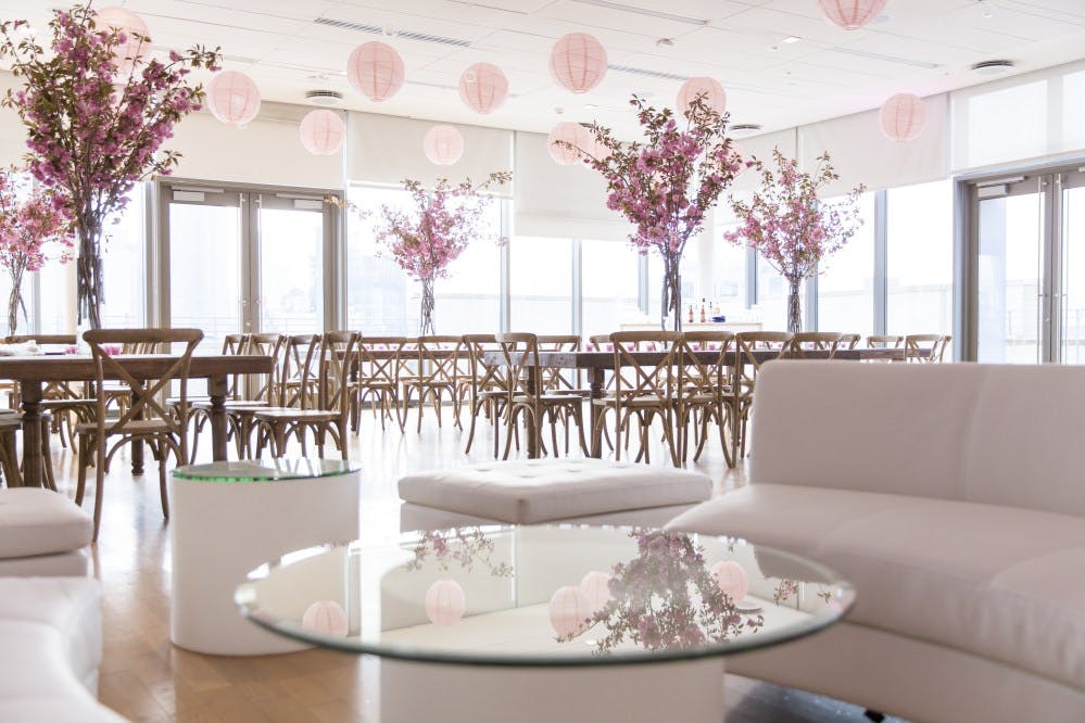 Elegant, Simple, Blush Pink Bat Mitzvah party at Manny Cantor Center in New York | PartySlate