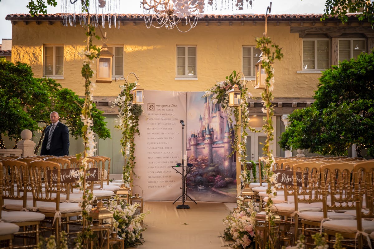 Enchanted Forest Themed Wedding at The Addison in Boca Raton, FL With Unique Book Ceremonial Backdrop | PartySlate