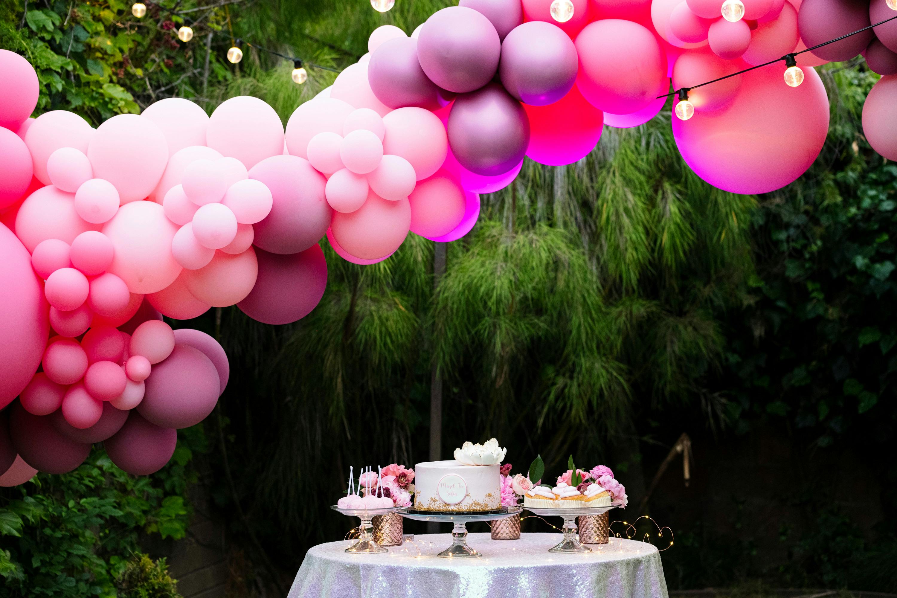 Los Angeles Zoom Bat Mitzvah With Pink Ballon Installation | PartySlate