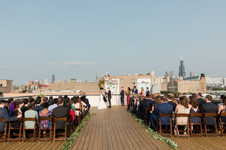 Chicago Rooftop Venue Wedding at Rooftop Deck at Ignite Glass Studios | PartySlate