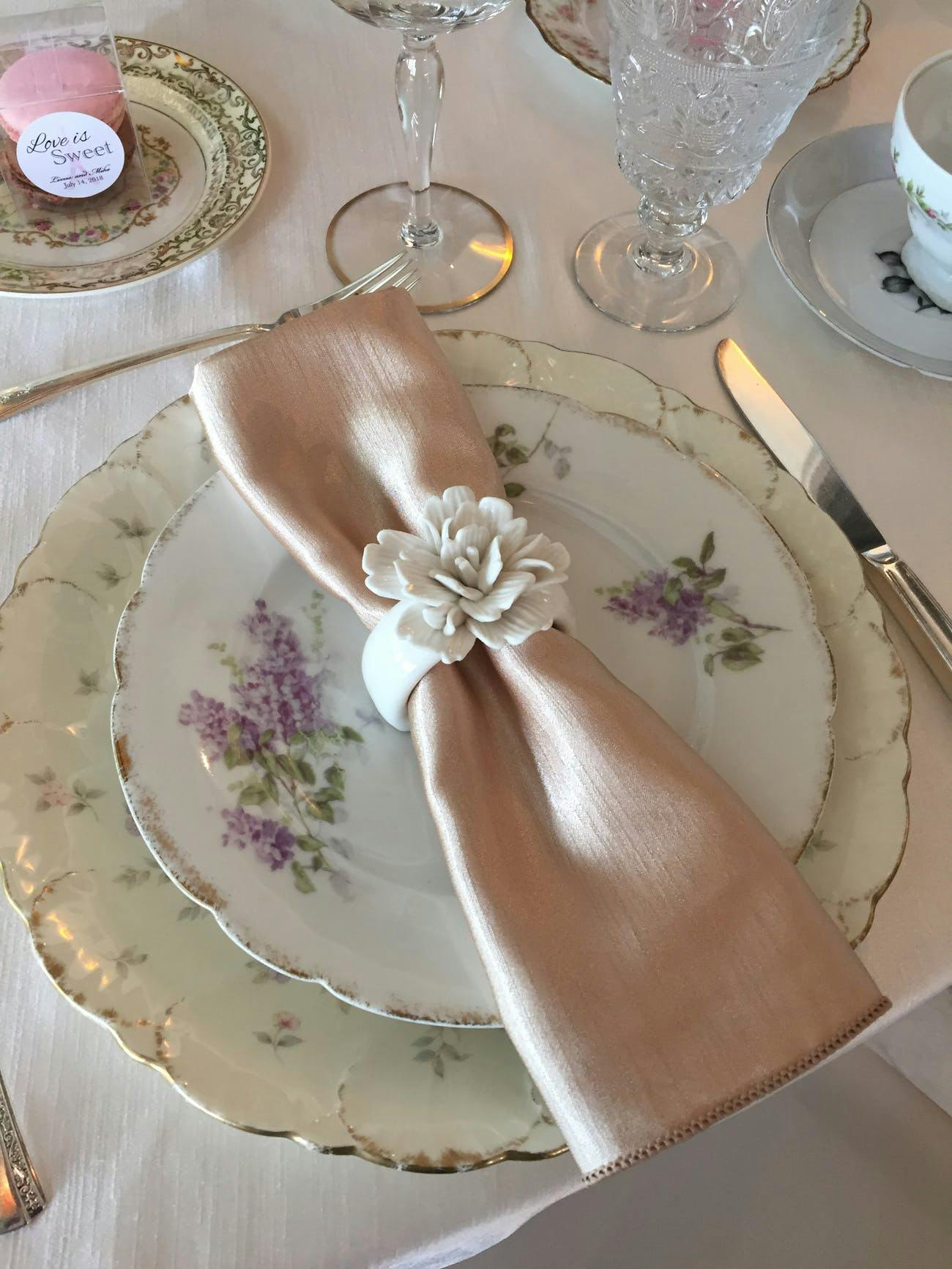Rose Colored Napkin on a Stunningly Intricate Plate