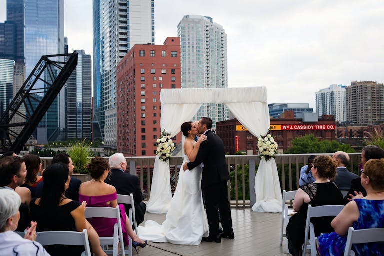 Rooftop Venue Chicago Wedding at Sun Deck at East Bank Club | PartySlate