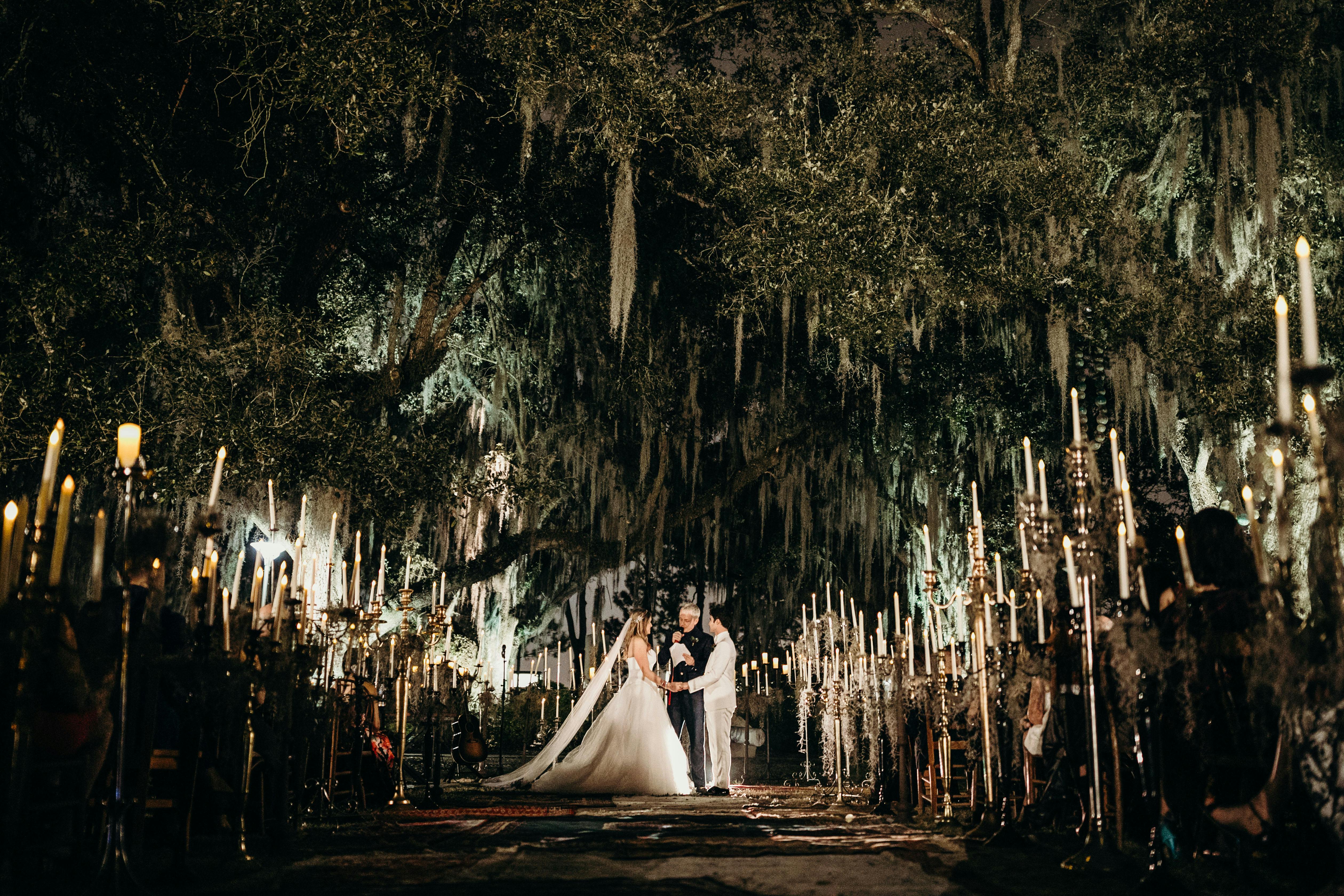 Free-Spirited Musical Extravaganza in NOLA With Candle-Lit Wedding Aisle Décor