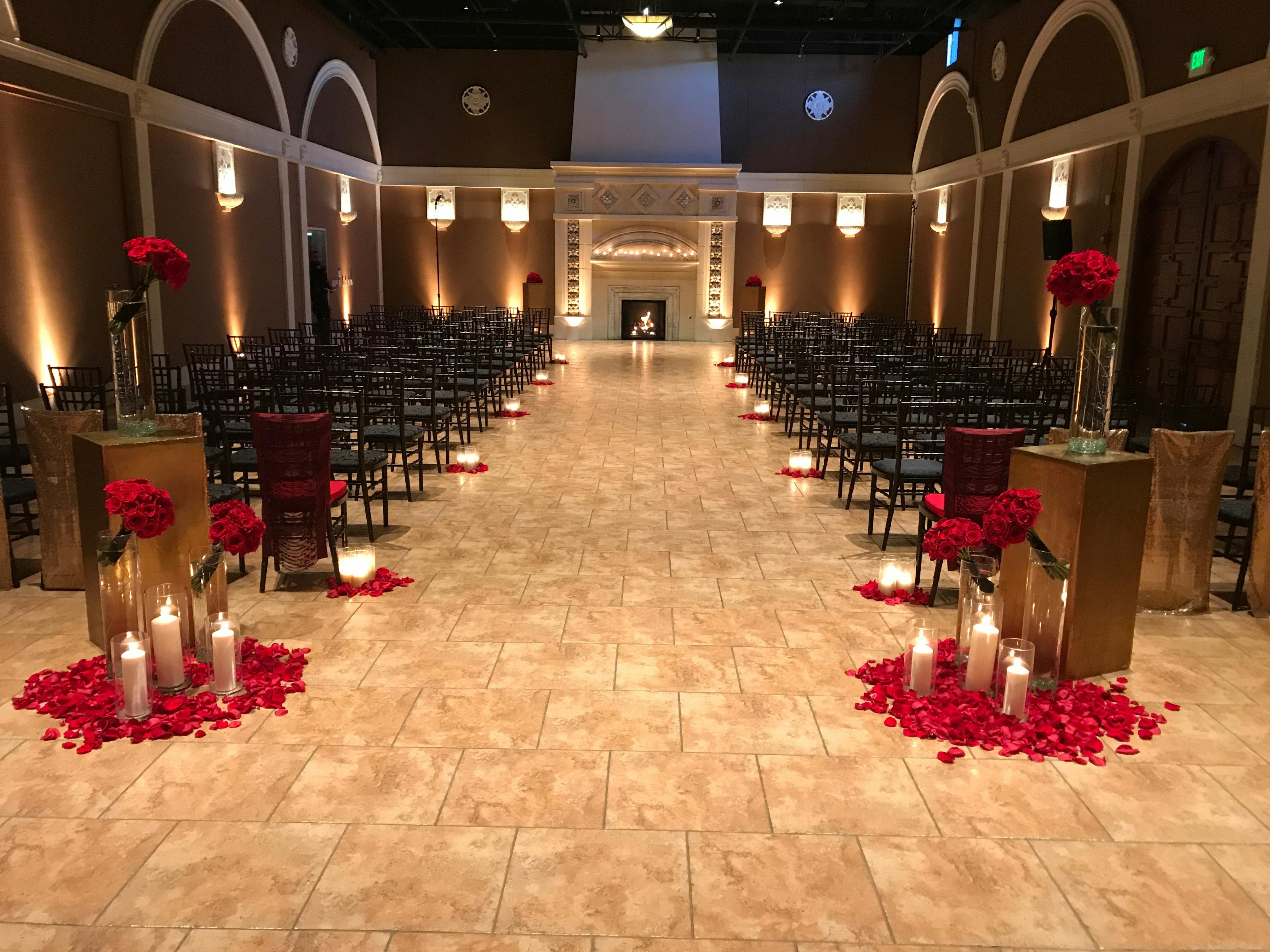 James Bond Inspired Wedding at Casa Real at Ruby Hill Winery in Pleasanton, CA With Candle-Lit Wedding Aisle Décor