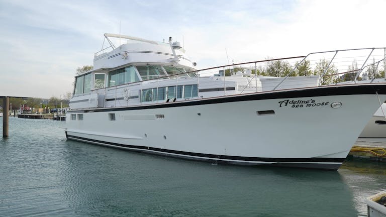 68-foot-long docked boat in Lake Michigan | PartySlate