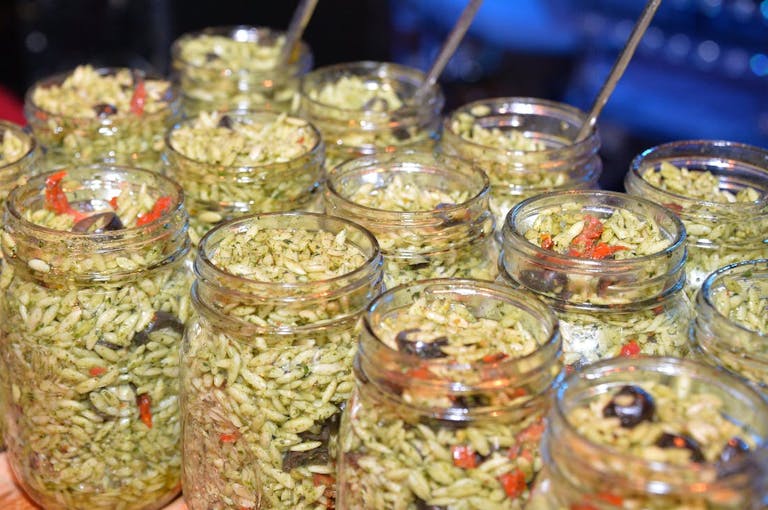 Brown rice served in mason jars | PartySlate
