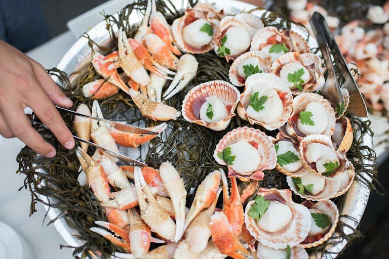 Silver platter of clams and lobster | PartySlate
