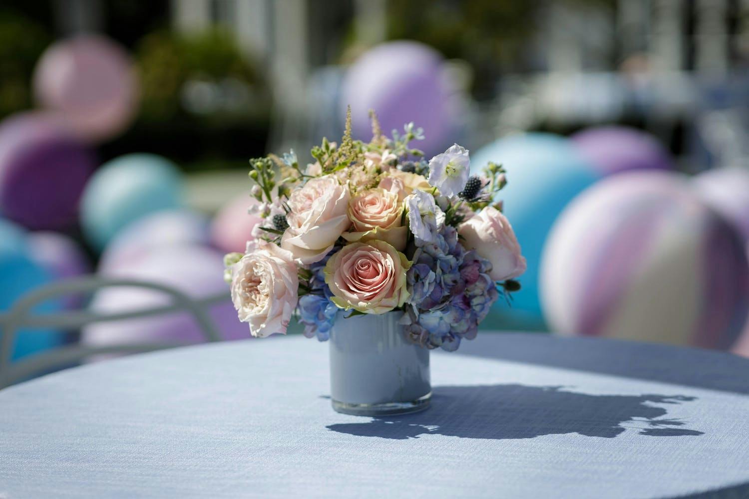 Blue mini vase with florals | PartySlate