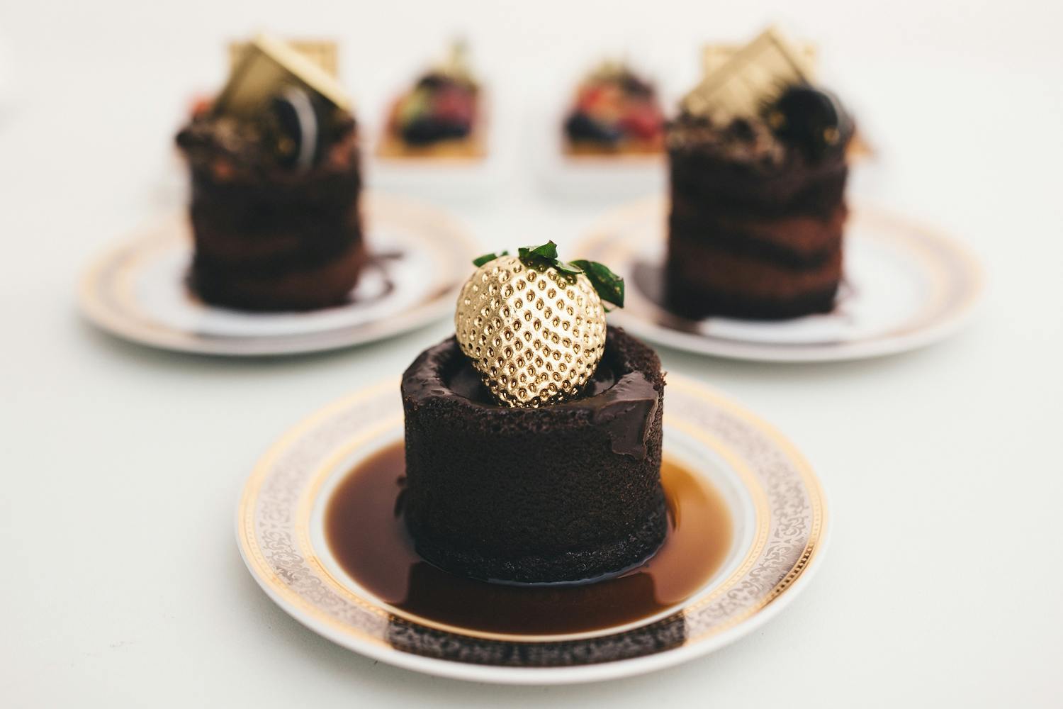 Decadent Desserts With Gold Fruit | PartySlate