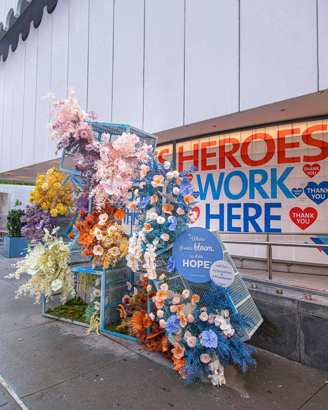 Flower installation in New York for Mothers who are Covid-19 heros | PartySlate