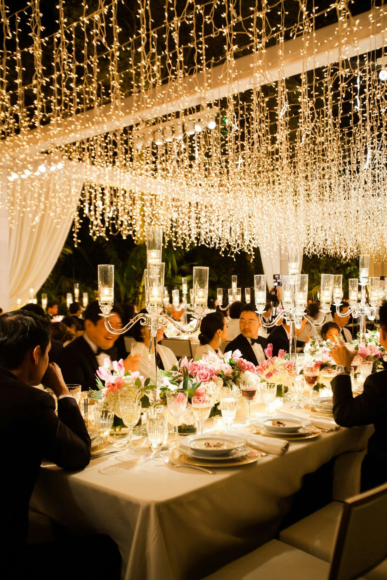 Tented Wedding Reception With Twinkling Lights by Hire Elegance Rentals | PartySlate