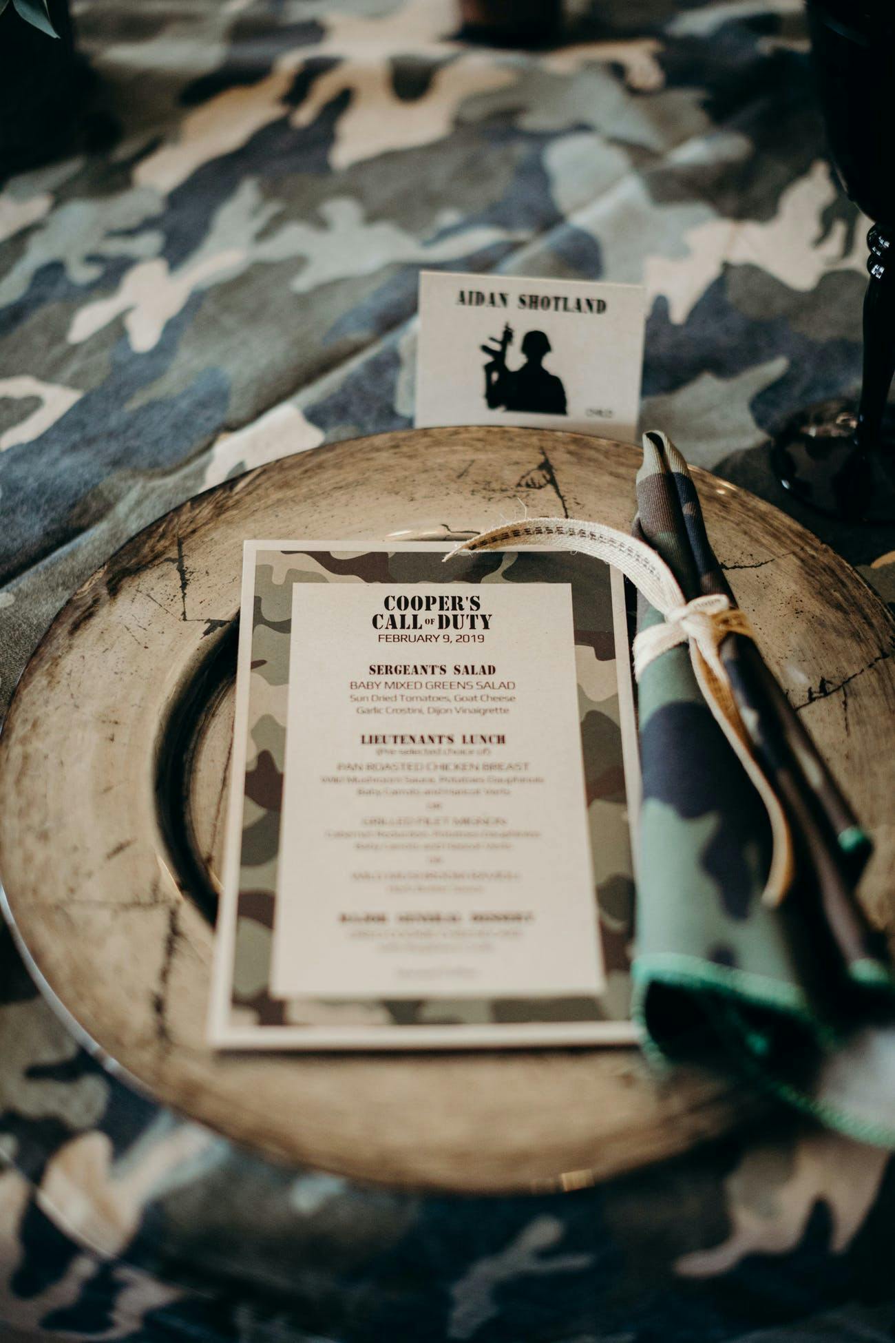 Call of duty table setting theme birthday party | PartySlate