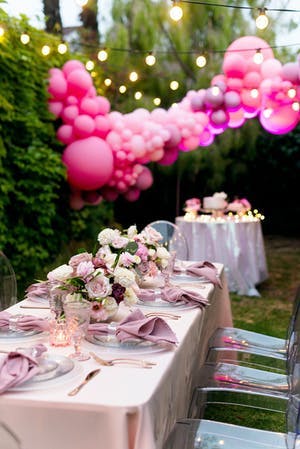 Pink themed micro backyard bat mitzvah | PartySlate