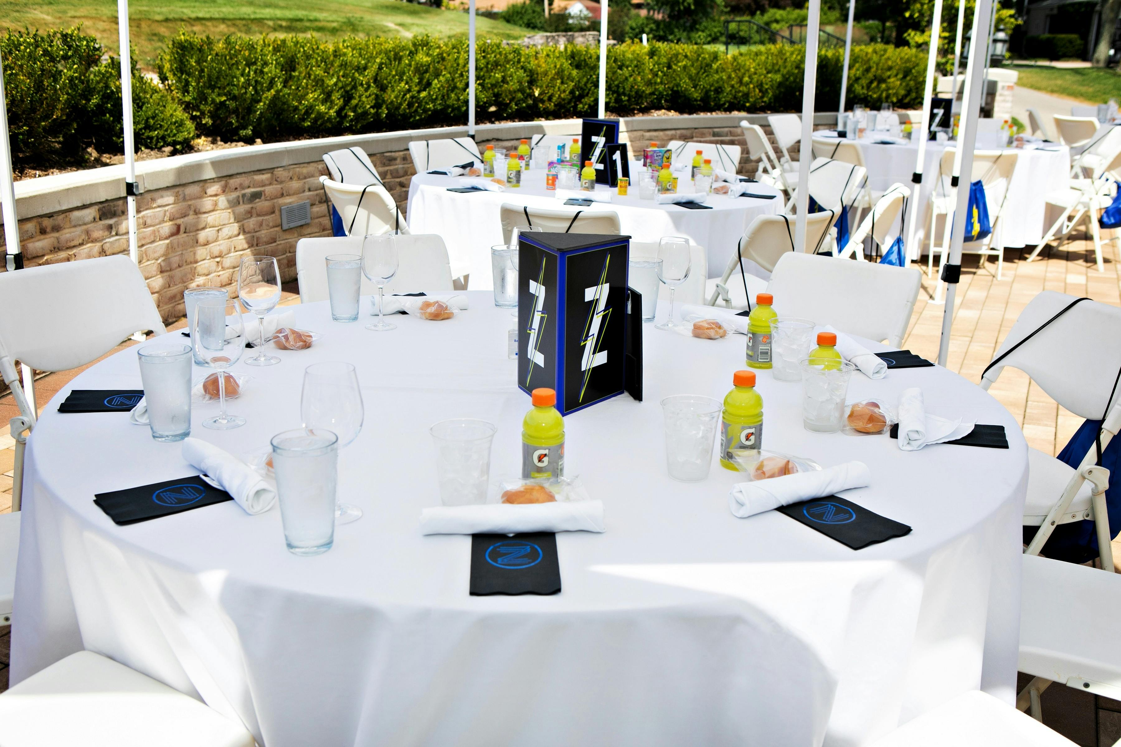 Zach's Blue and Neon Yellow Outdoor Bar Mitzvah Celebration Luncheon