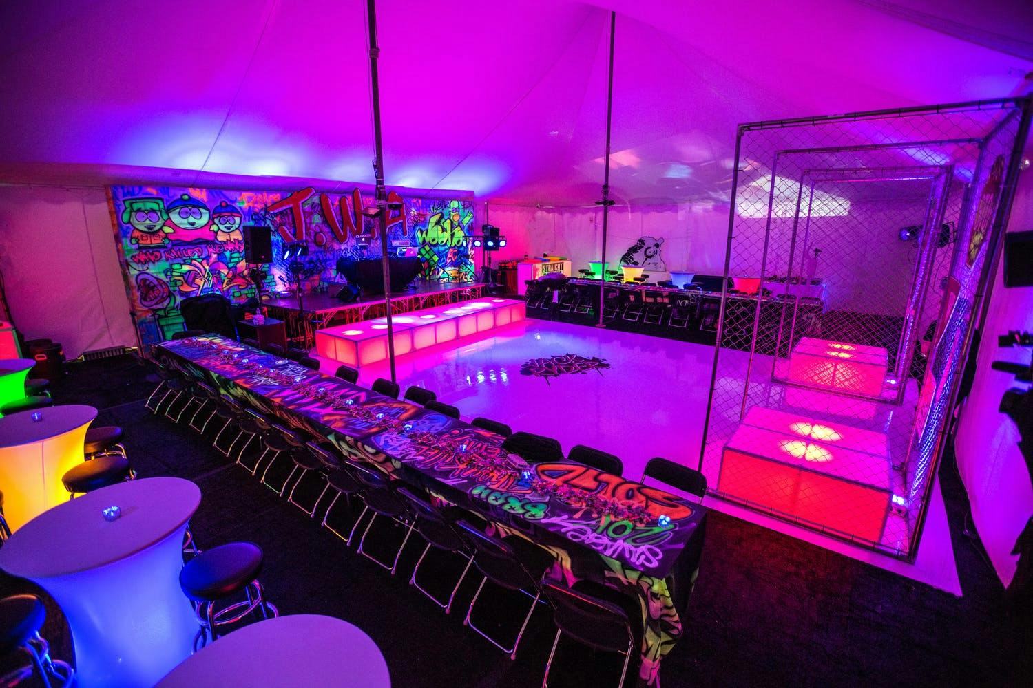 Graffiti-Themed Bar Mitzvah Party With Neon Staging | PartySlate
