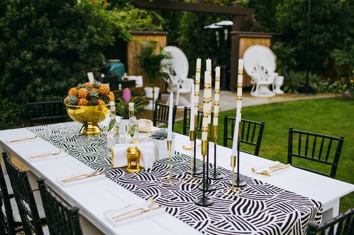 Zebra inspired table runner for a modern wedding | PartySlate