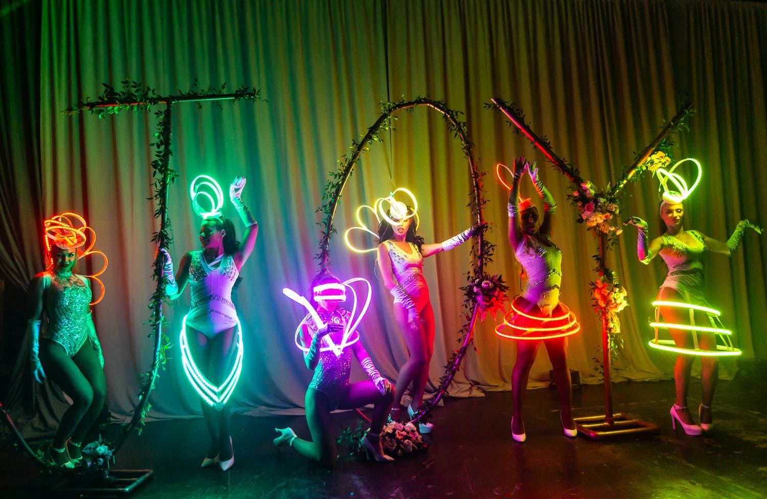 Performers in Neon Costumes at Neon Party | PartySlate
