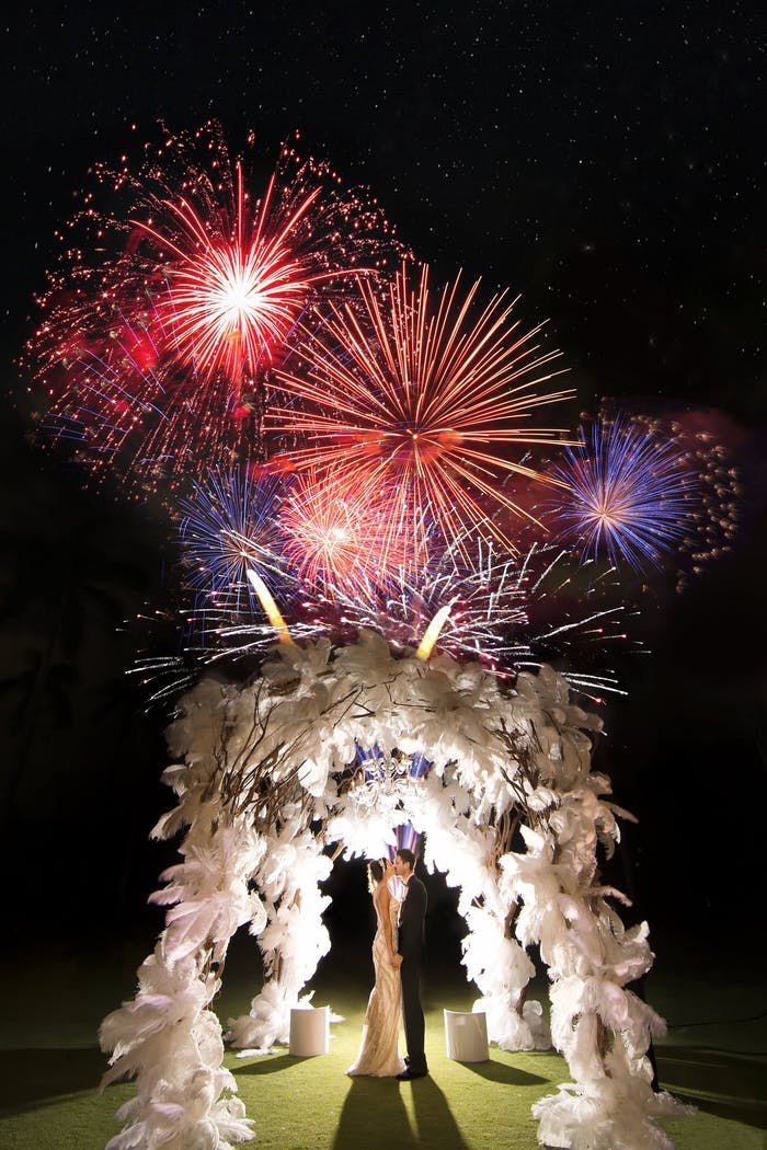 Grand firework display at the end of a wedding reception | PartySlate
