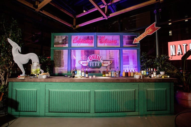 Central Perk Friends themed green bar at Bat Mitzvah | PartySlate