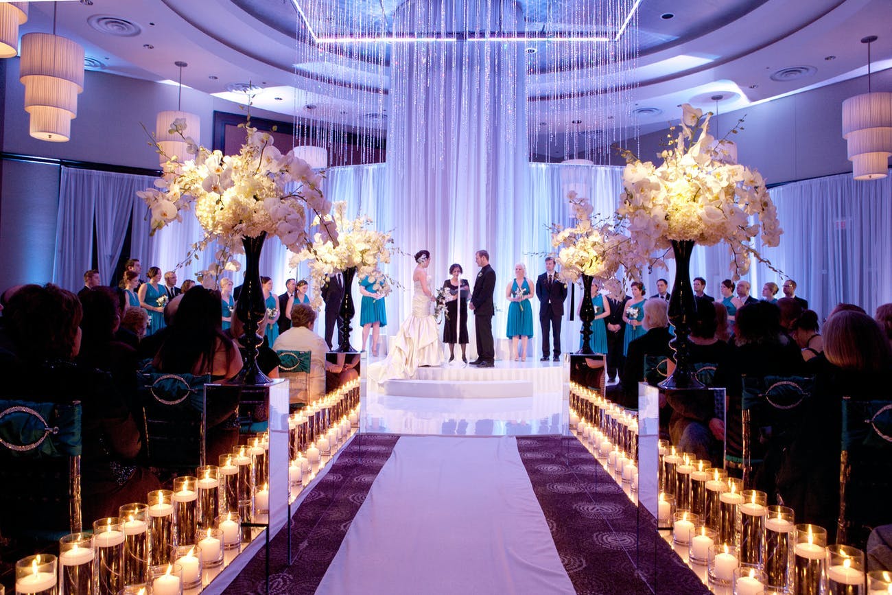 Cascading shimmering tassels for modern wedding decor | PartySlate