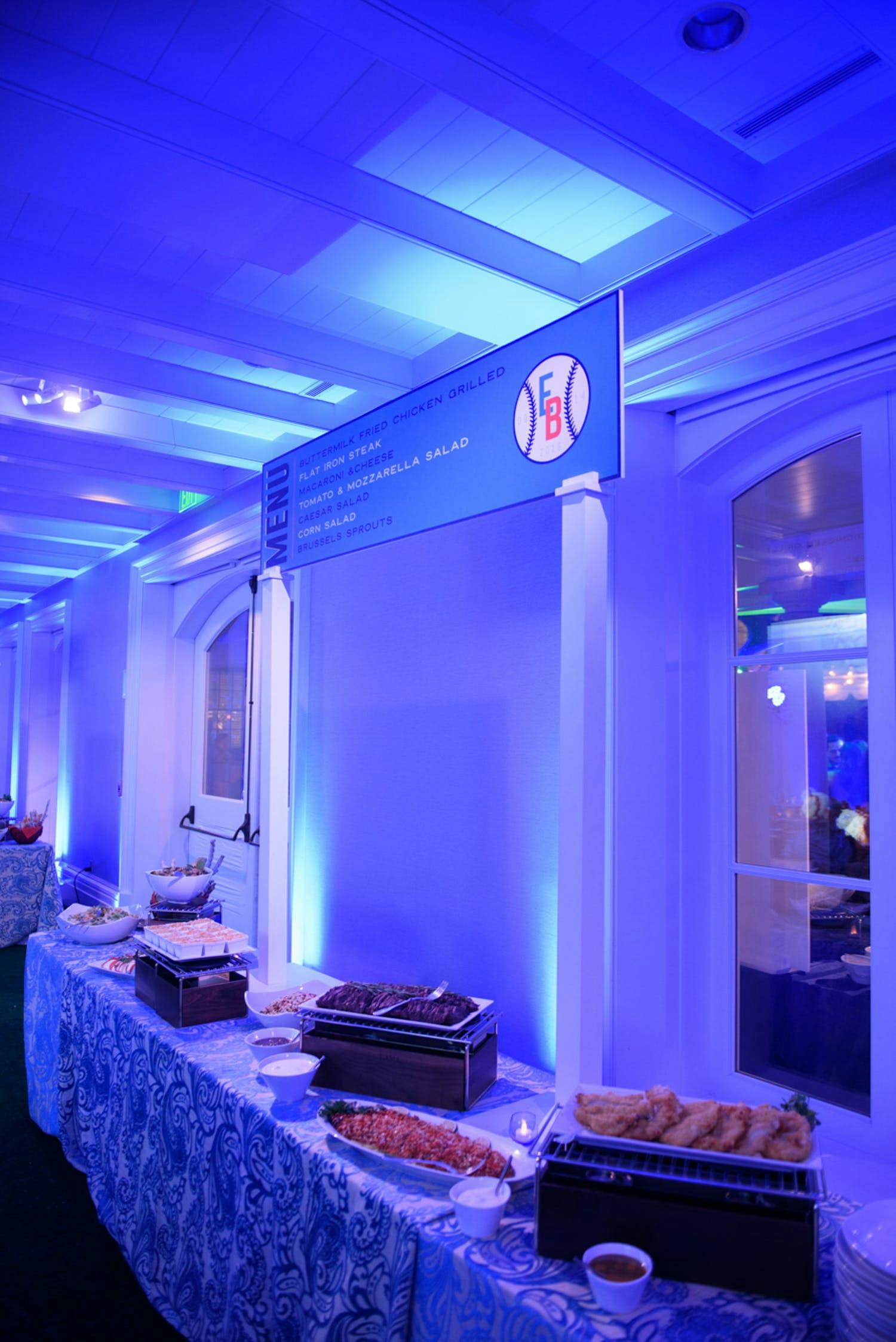 Food Station at Glow-in-the-Dark Baseball-Themed Bar Mitzvah Party | PartySlate