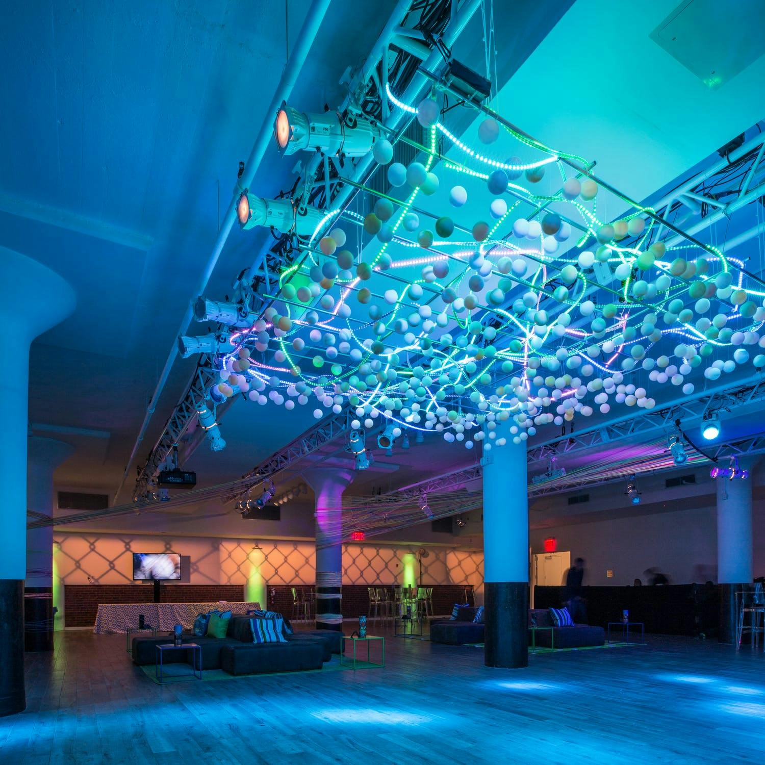 Neon Party With LED Ceiling Installation | PartySlate